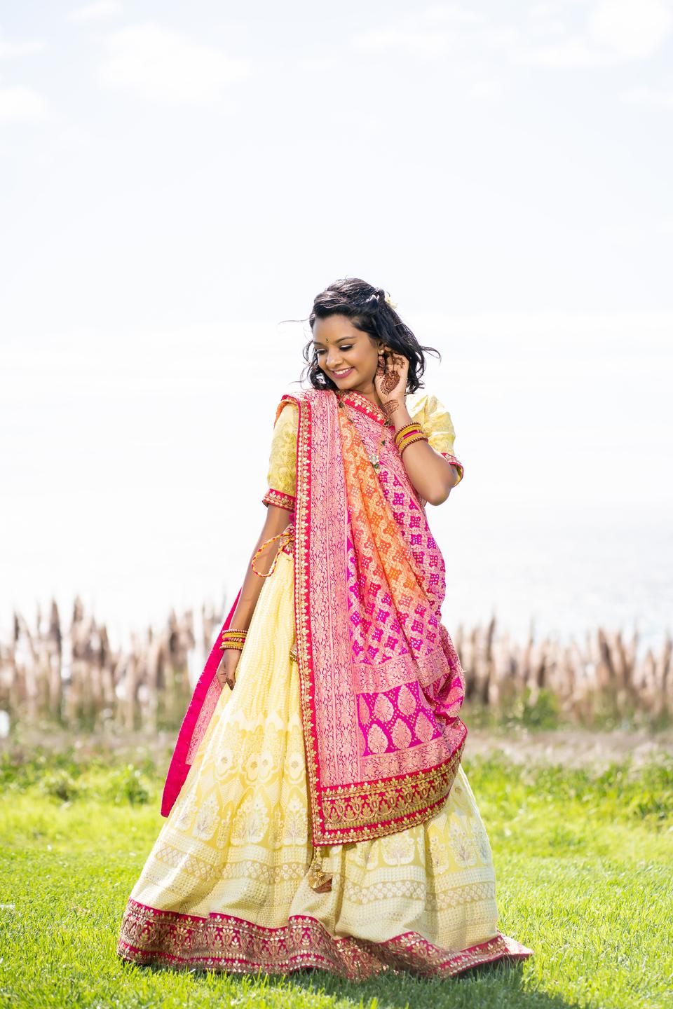 Amiti in another bright traditional dress.